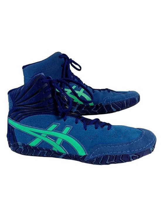 ASICS Aggressor Wrestling Shoes Size 10 J000Y Blue/Neon Green No Box main image 9